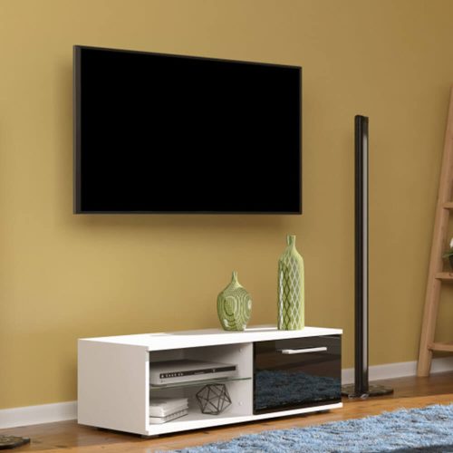 Drohmo Sandy MIX TV stalak, bijeli, 100x36x40 cm, sjajni crni