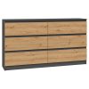 Riano MIX M6 140 Ormarić 2x3 ladice, 138x77x40 cm, antracit-hrast