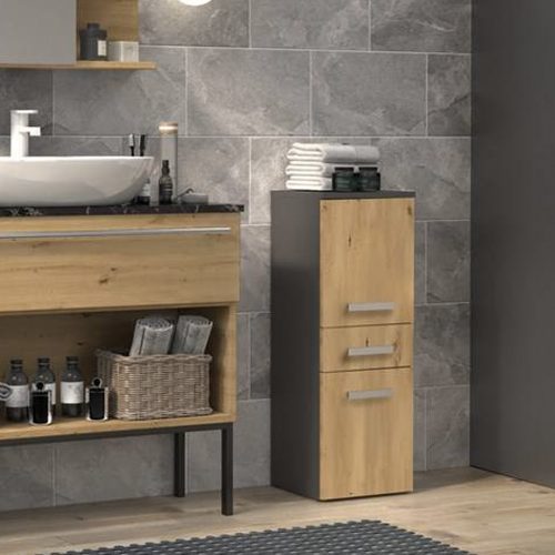 Riano MIX Nel V DDS kupaonski ormarić, 30x85x30 cm, antracit-hrast