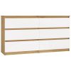 Shandro M6 140 komoda, 138x75x40 cm, hrast-bijela 