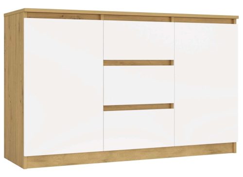 Shandro 2D3S komoda, 120x75x40 cm, hrast-bijela 