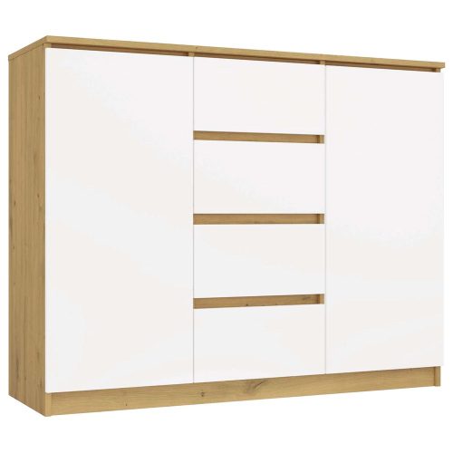 Shandro 2D4S komoda, 120x97x40 cm, hrast-bijela 
