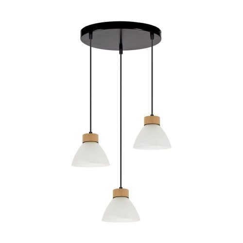 Prahas viseća lampa E14 grlo, 3 žarulje, 40W crno-hrast-bijela