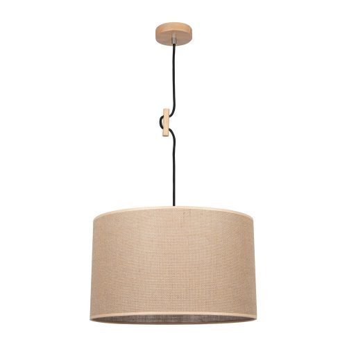 Viseća lampa od jute E27 grlo, 1 žarulja, 60W breza-bež-crna