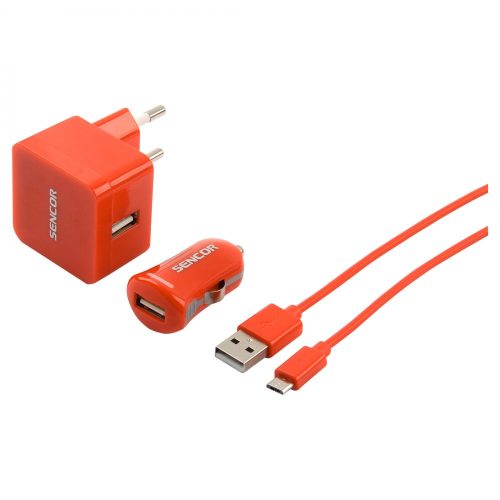 Sencor SCO 516-000RD USB zidni i auto punjač set, 1 metar